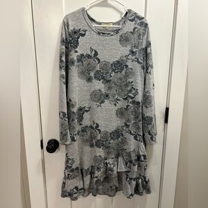 Floral Gray Long Sleeve Dress